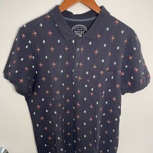 NATIVE YOUTH Navy Polo with Red and White Accents